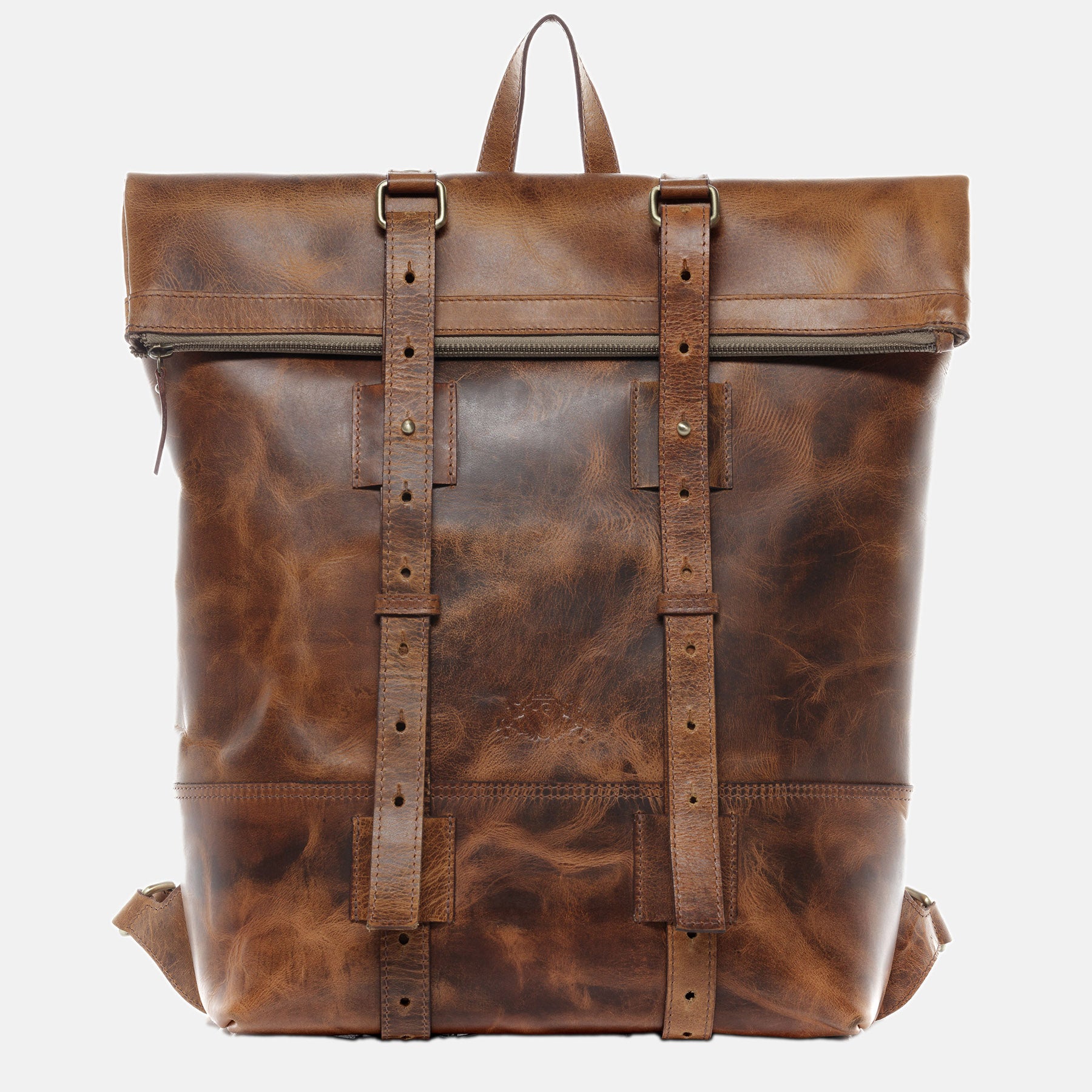 Rolltop backpack CHAZ buffalo leather camel beige