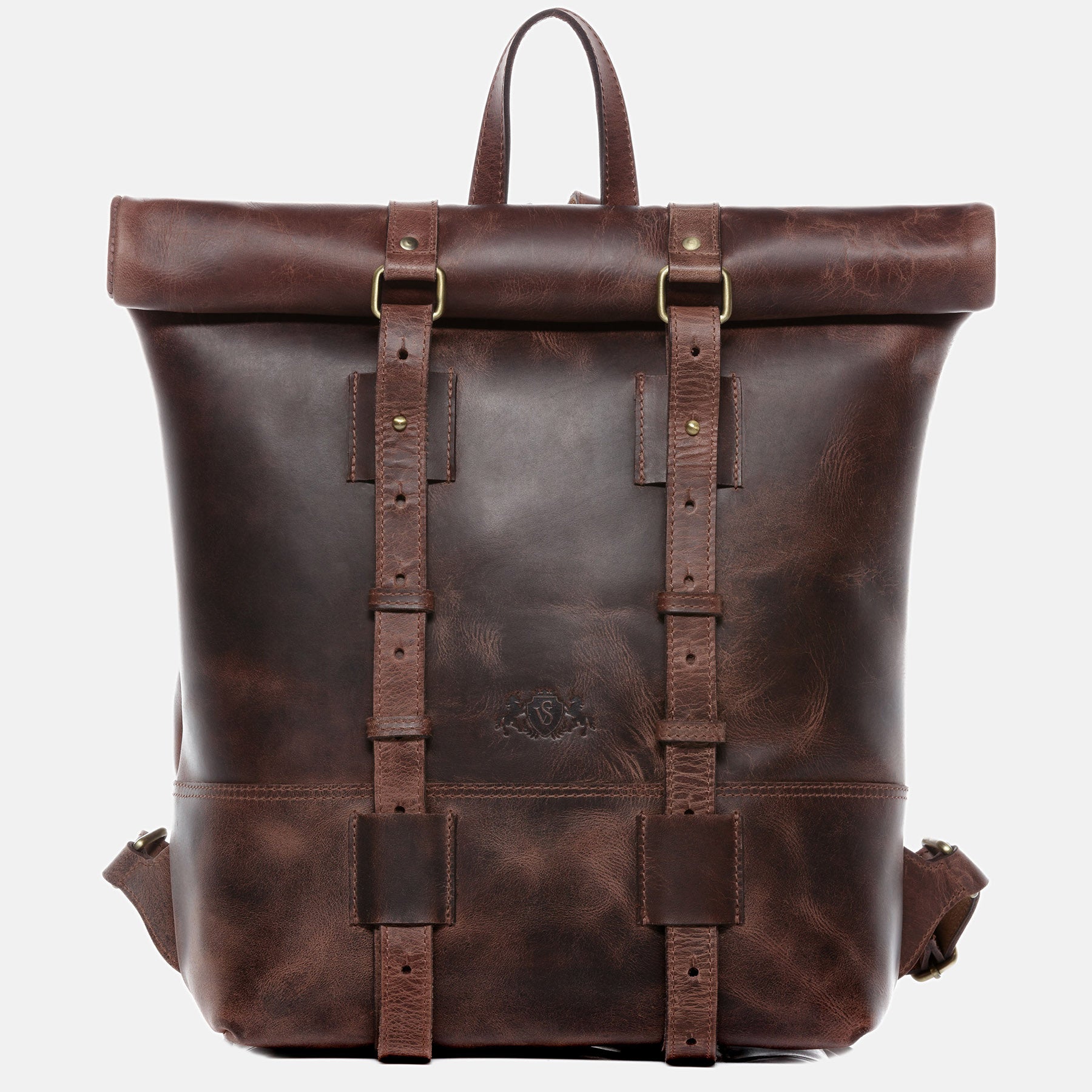 Roll Strap Rucksack Rolltop Rucksack CHAZ Büffelleder vintage-braun