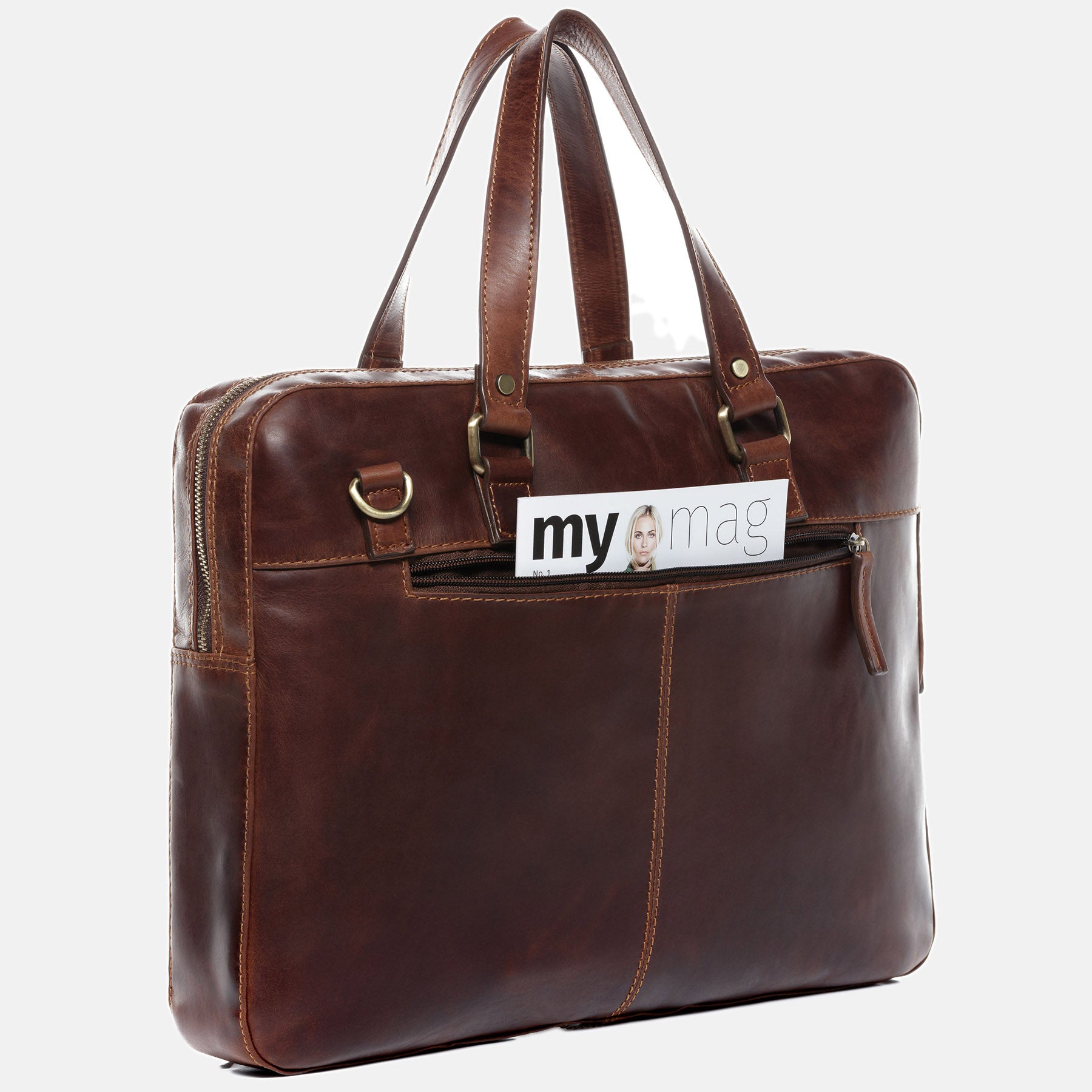 Laptop bag Maguire natural leather brown-cognac