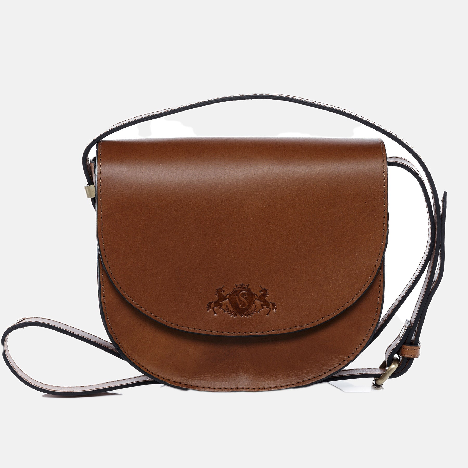 Shoulder bag TRISH saddle leather light brown-cognac