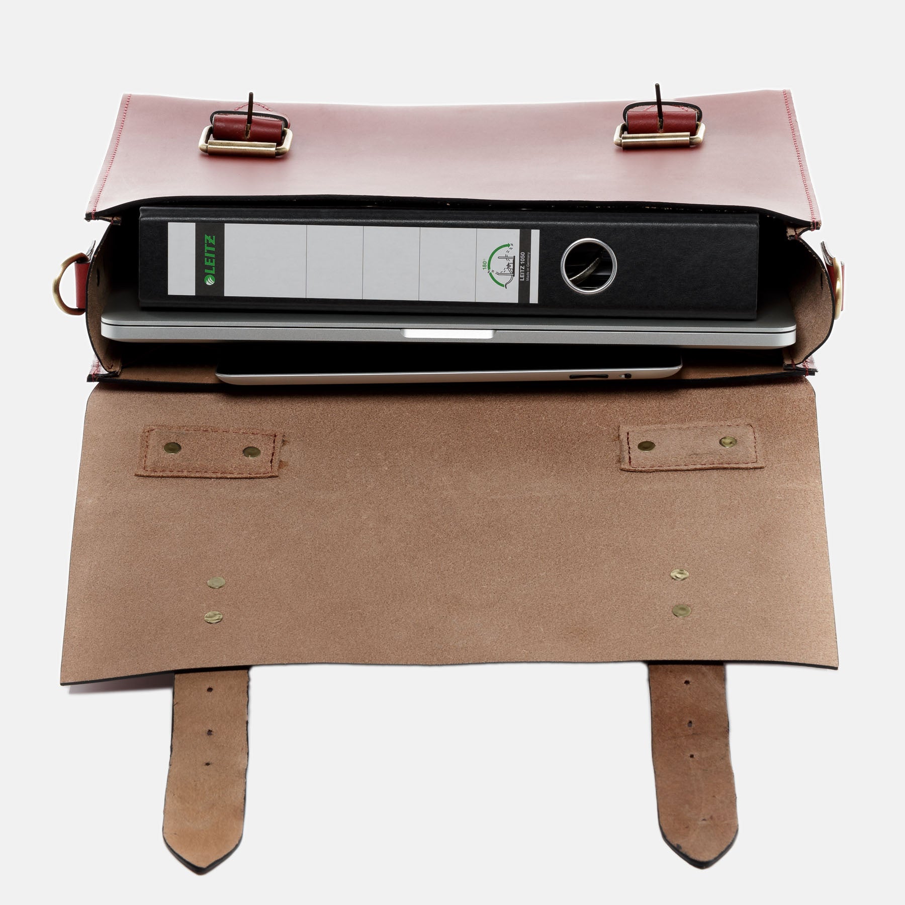 Briefcase BOSTON saddle leather red