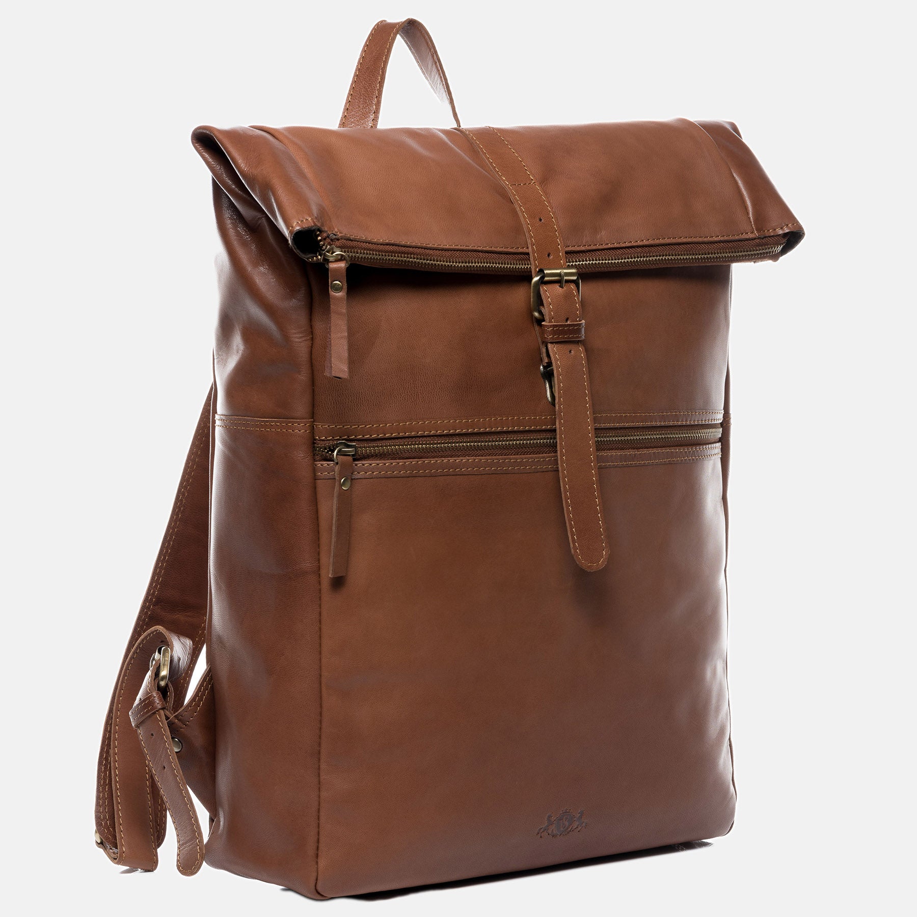 XL Backpack LEVI Zip smooth leather light brown
