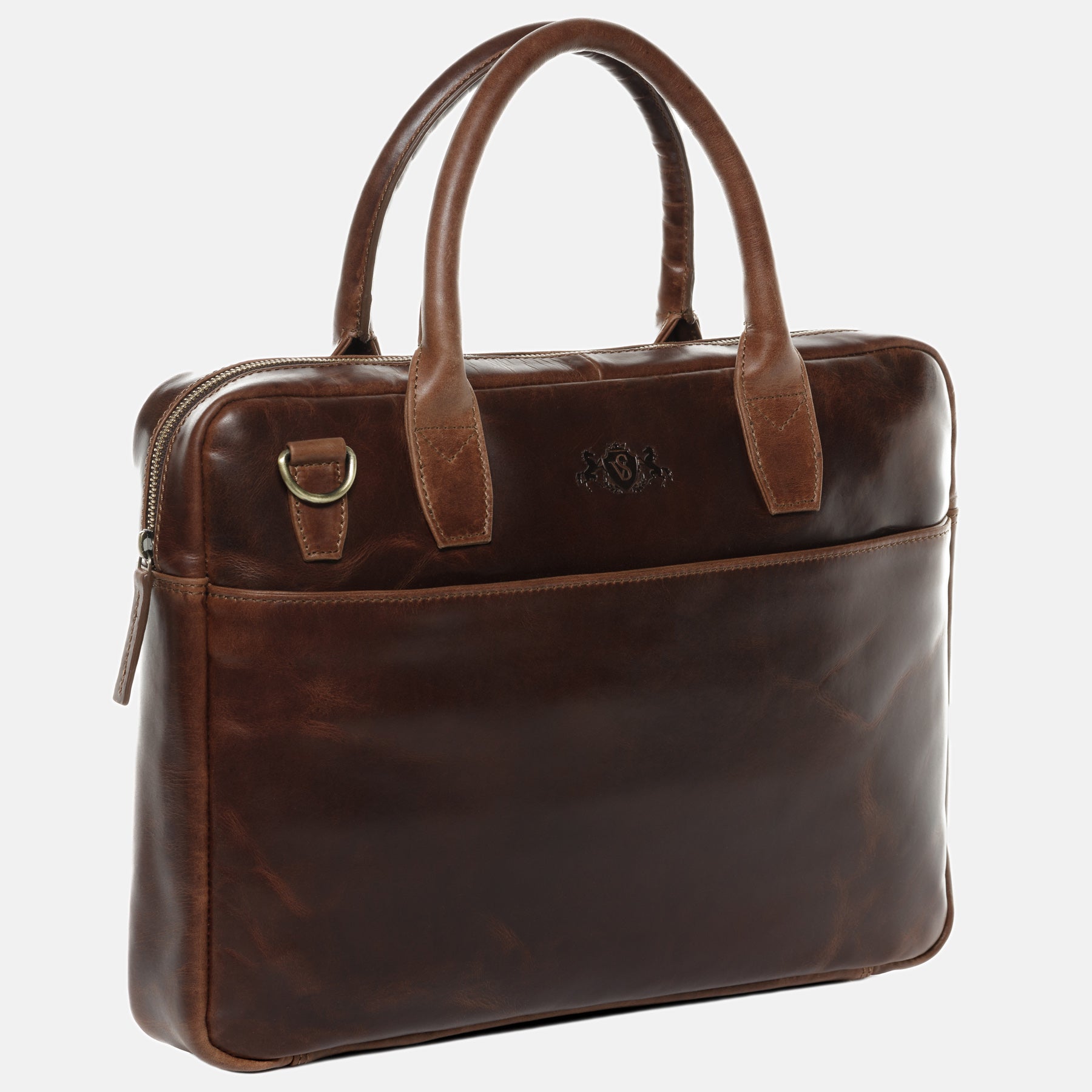 Laptop bag BOSTON natural leather brown-cognac
