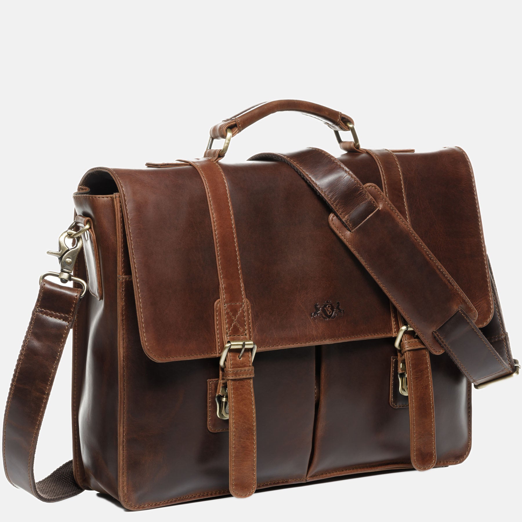 Briefcase HARVORD natural leather brown-cognac