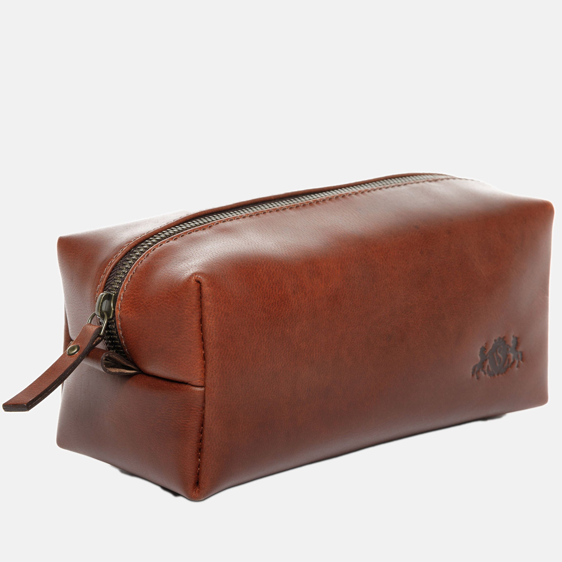 Toilet bag JAY smooth leather light brown