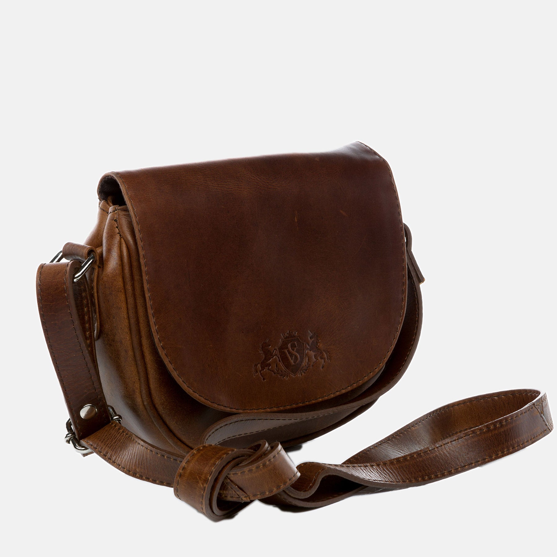 Shoulder bag BRIGHTON natural leather brown-cognac