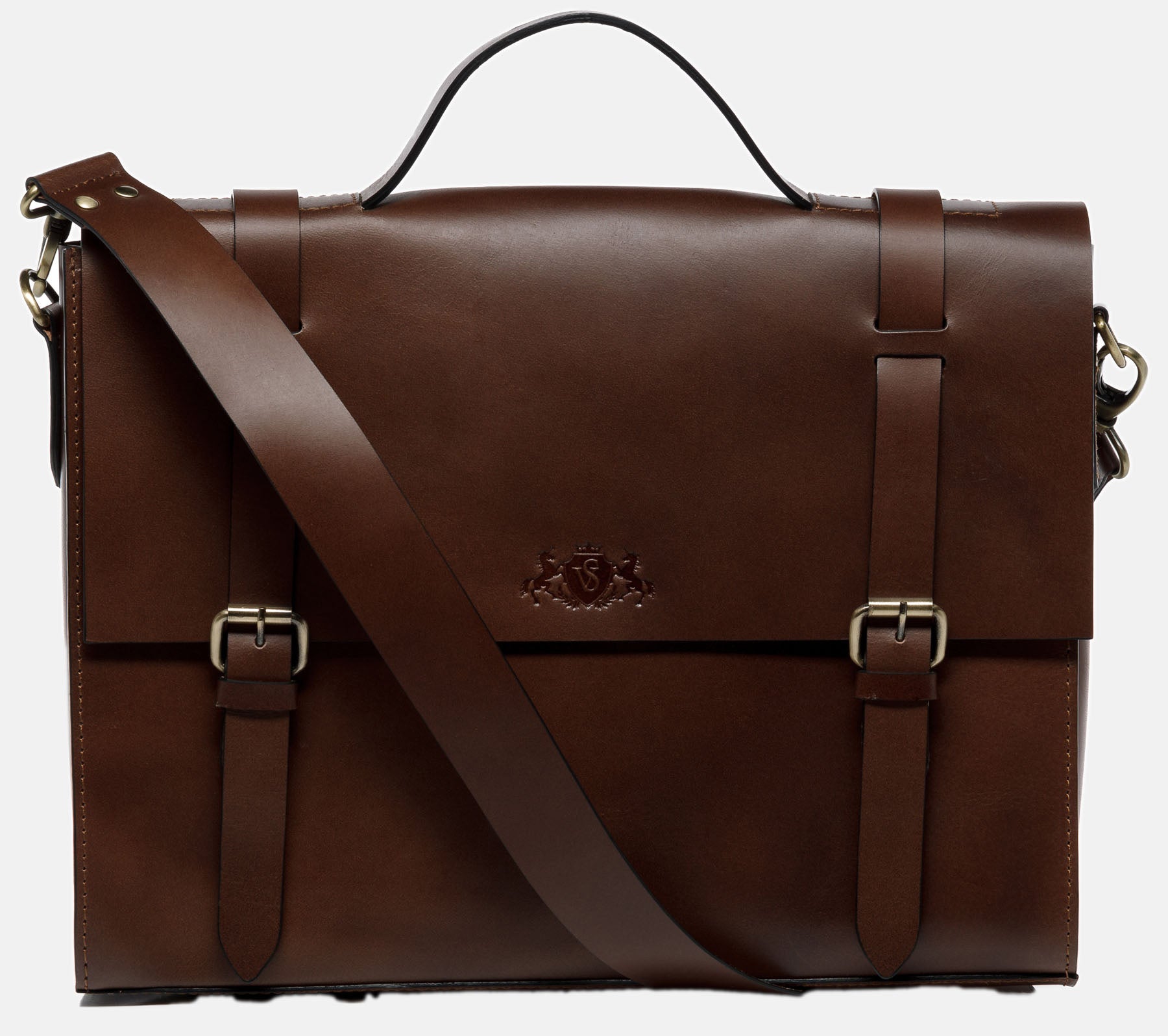 Briefcase BOSTON saddle leather brown