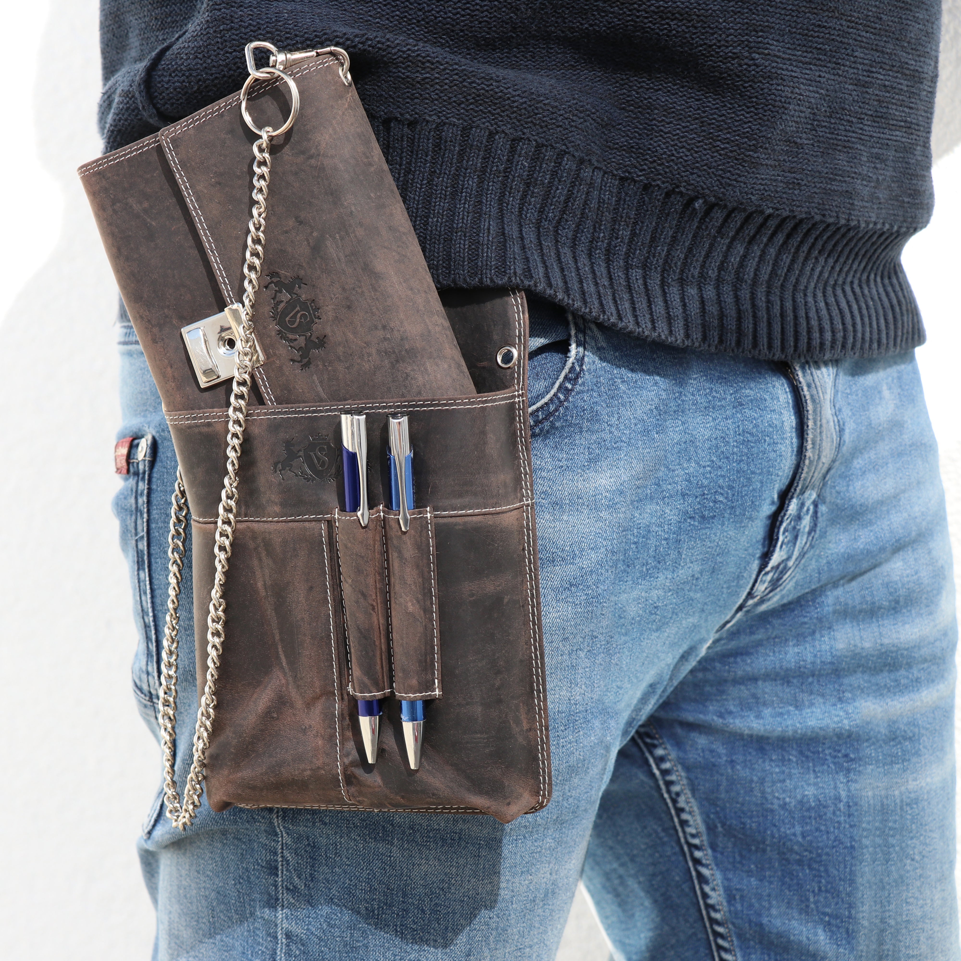Waiter wallet & holster LOU buffalo leather brown