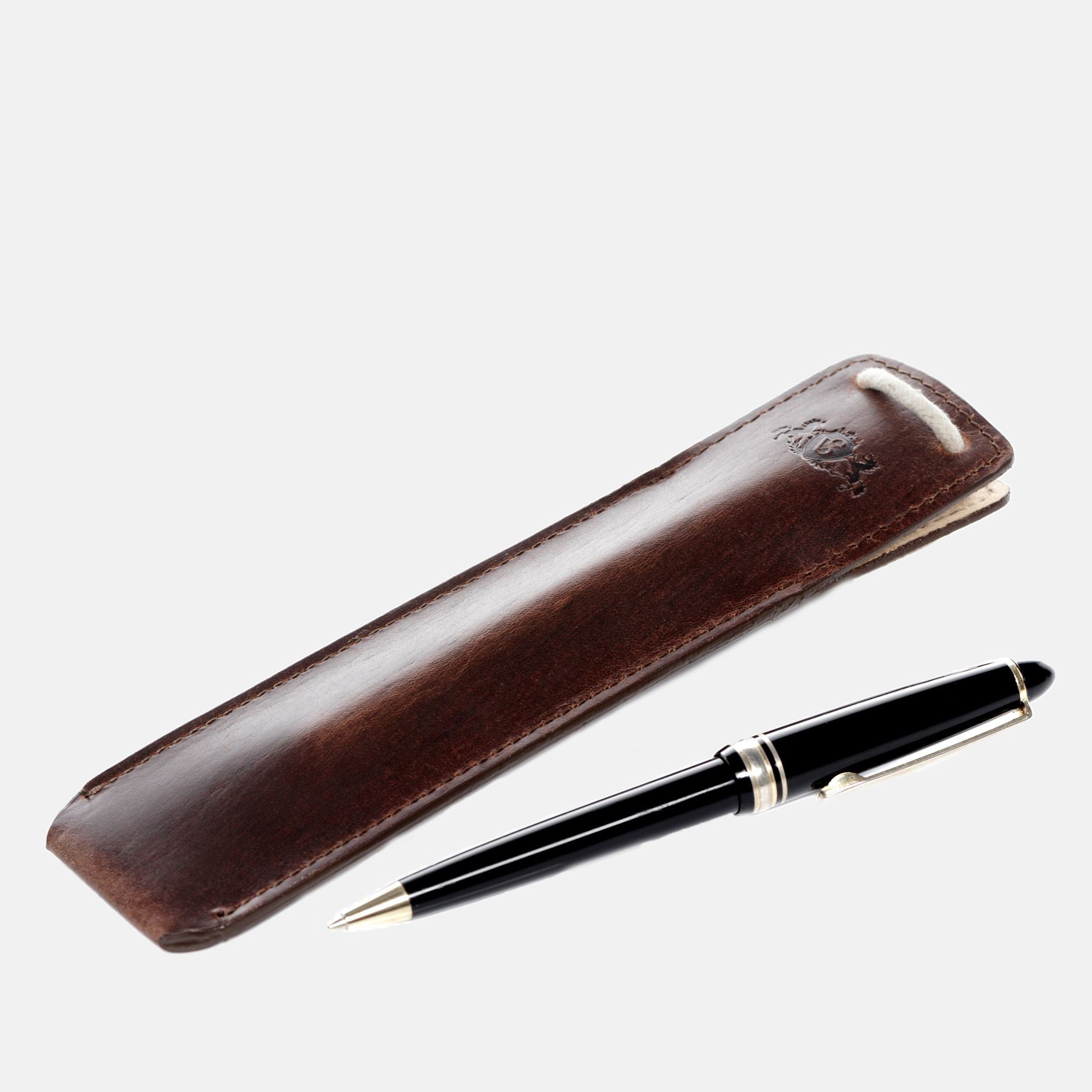 Pencil case TONY natural leather brown-cognac