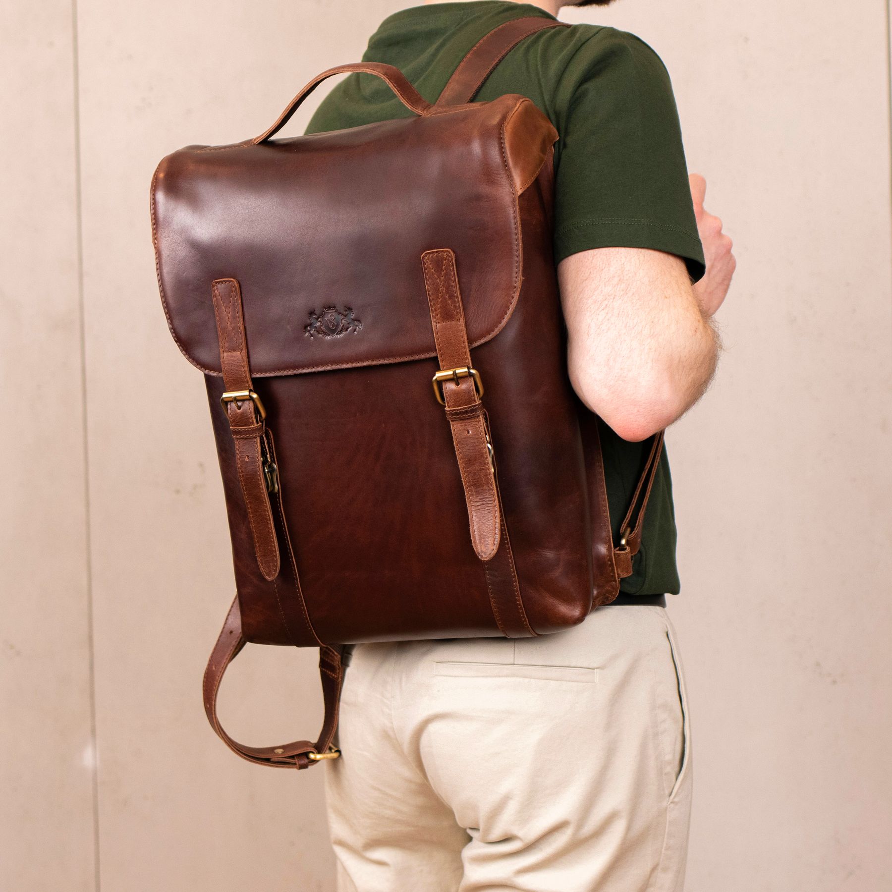 Backpack ETON natural leather brown-cognac