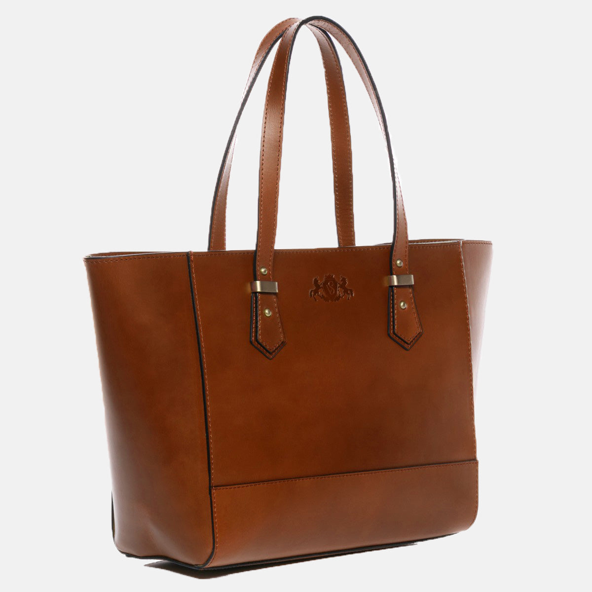 Handbag TRISH saddle leather light brown-cognac