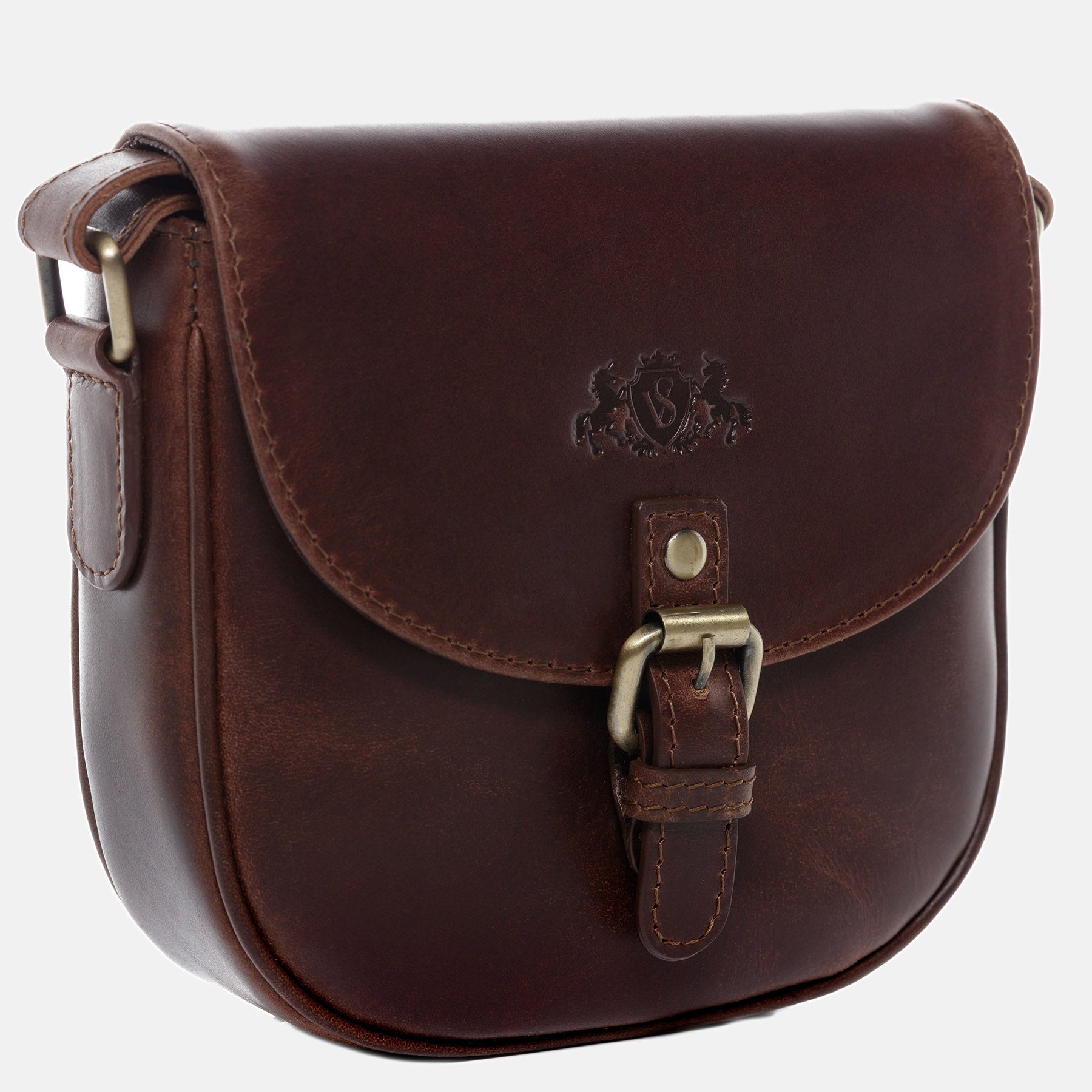 Shoulder bag JUNE natural leather brown-cognac