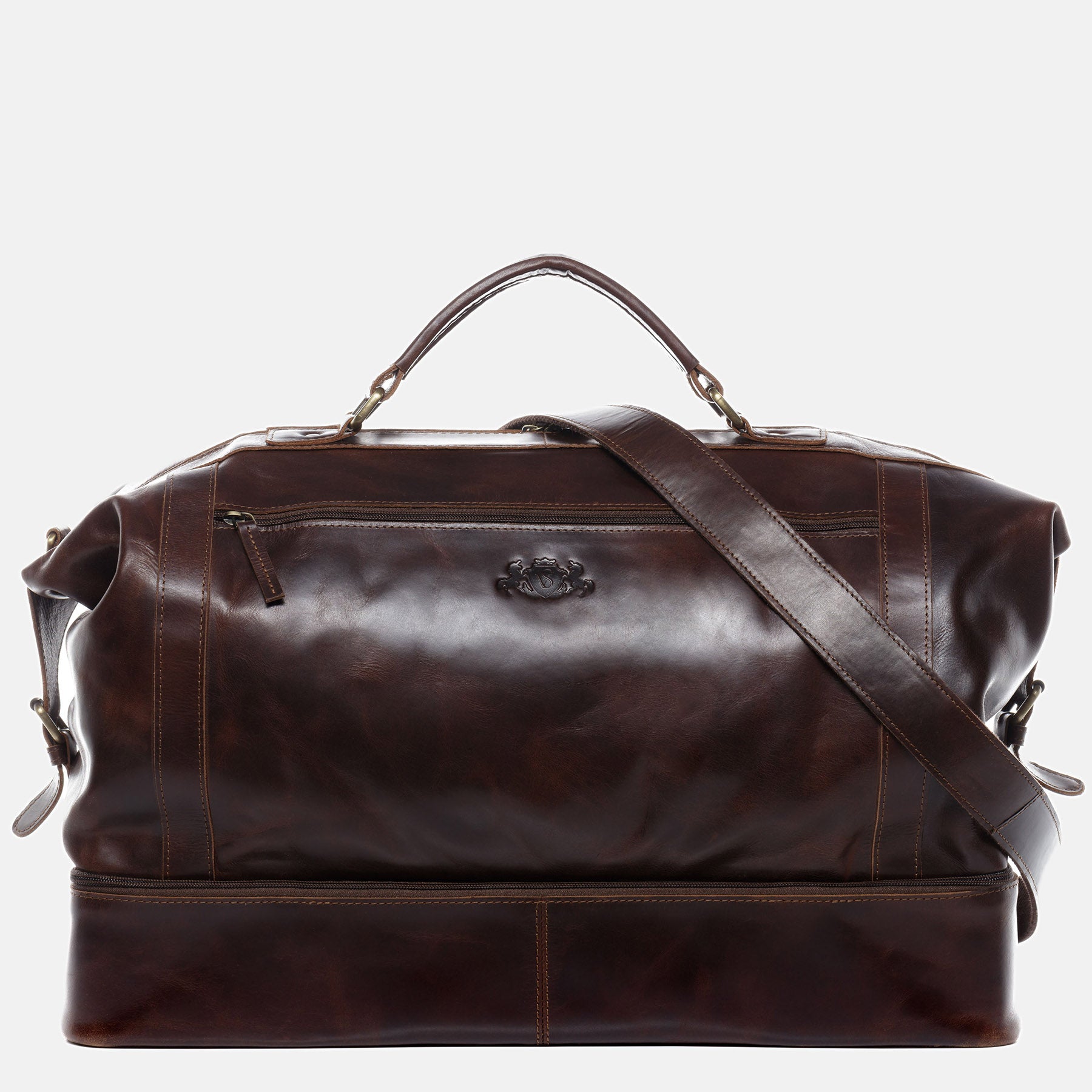 Travel bag KINGSTON natural leather brown-cognac