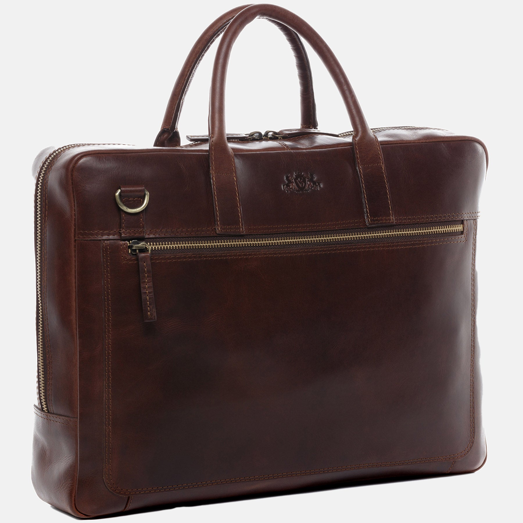 Laptop bag DIXON natural leather brown-cognac