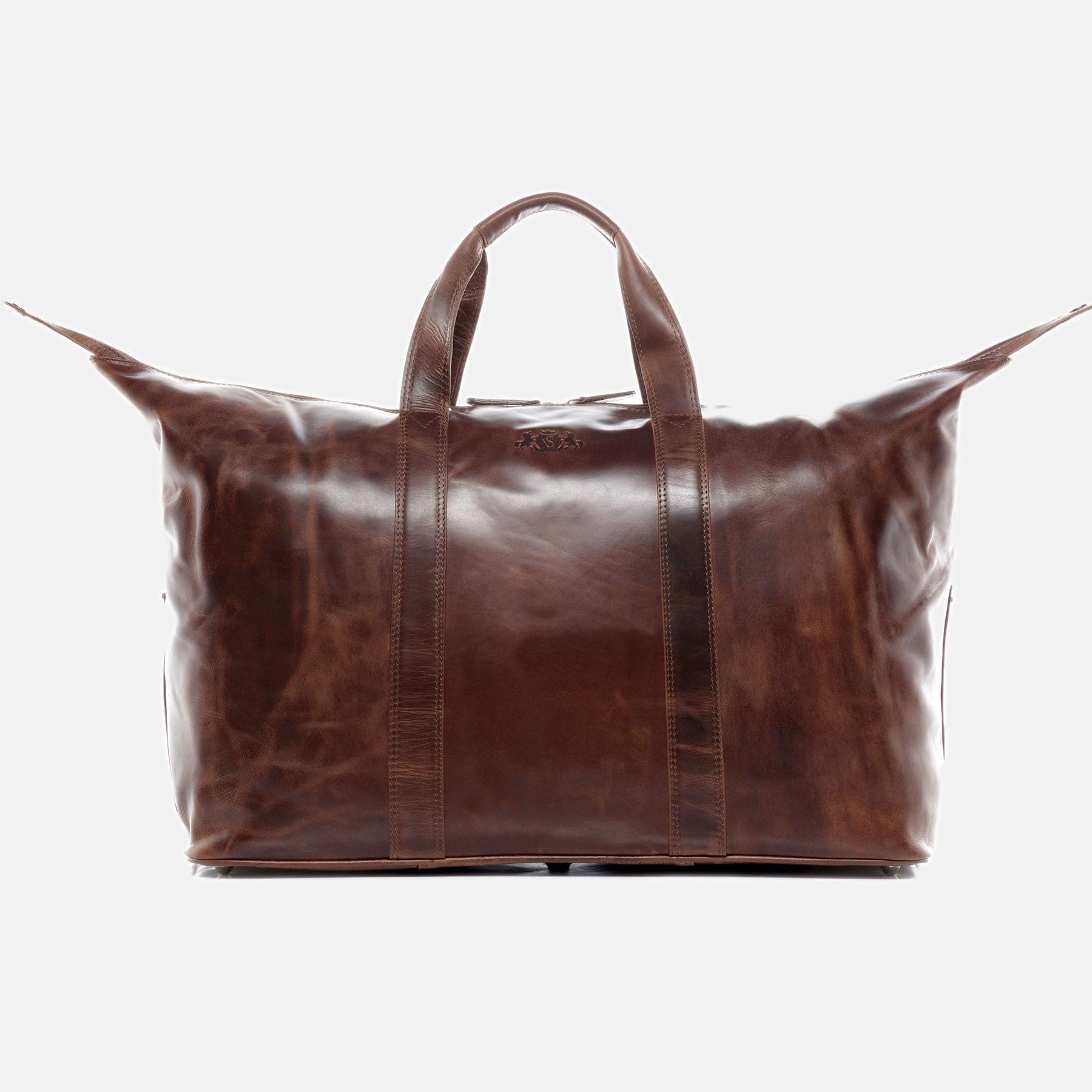 Travel bag with address tag CHESTER natural leather brown-cognac