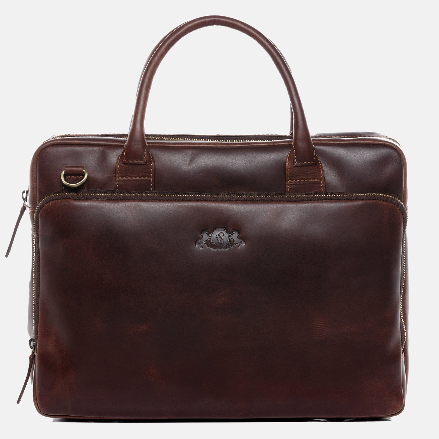 Laptop bag RYAN natural leather brown-cognac